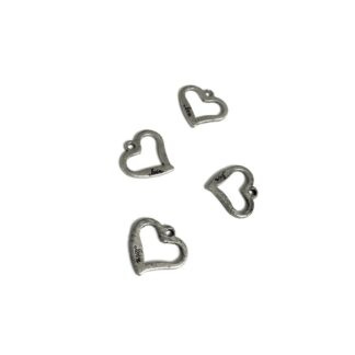 Silvery metal Love heart pendants - size 13 x 15 mm - 3 pieces