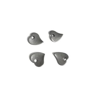 Grey metal heart pendants - size 13 x 14 mm - 4 pieces