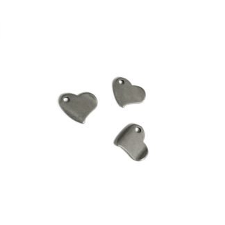 Grey metal heart pendants - size 12.5 x 13.5 mm - 3 pieces