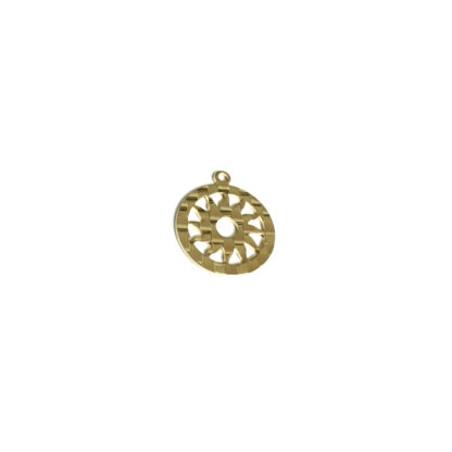 Golden metal round sun pendant - diametre 18 mm