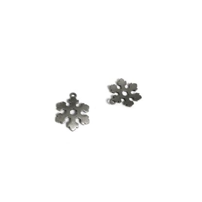 Silvery metal snowflake pendants - size 15 mm - 2 pieces