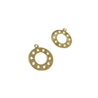 Perforated stars golden metal ring pendants - size 18 x 21 mm - 2 pieces