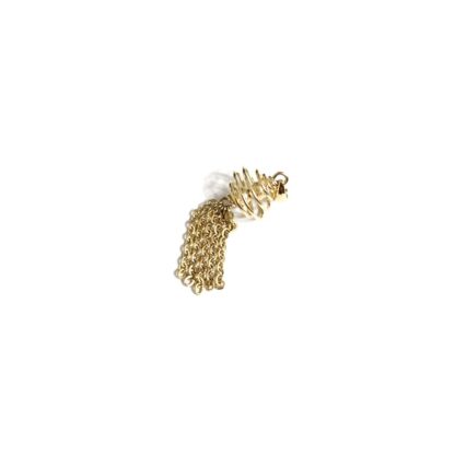 Golden metal chain tassel spiral ball pendant - size 12 x 43 mm