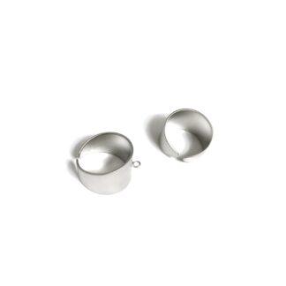 Silvery metal open ring base - size 14 x 22 mm