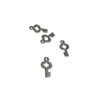 Grey metal key pendants - size 9 x 17 mm - 4 pieces