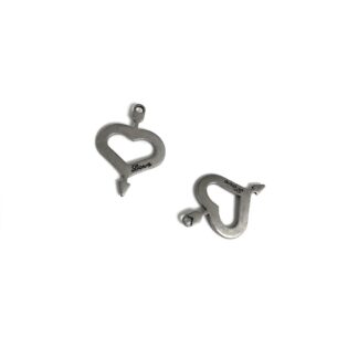 Grey metal arrow and heart Love pendants - size 16 x 23 mm - 2 pieces