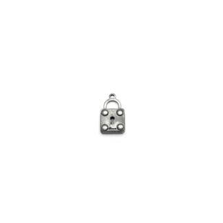Silvery metal LOVE padlock pendant - size 11 x 20 mm