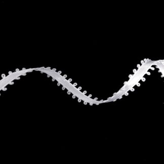 White satin ribbon with thread loop edges by metre - width 10 mm