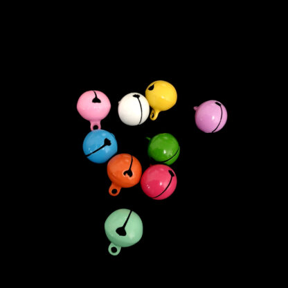 Coloured round metal pendant jingle bells - diametre 14 mm - 2 pieces