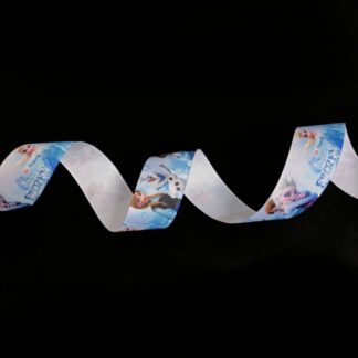 Blue grosgrain ribbon with pictures from Frozen - width 25 mm
