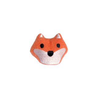 Stuffed orange and white fox head with black eyes and nose decoration by piece - size 46 x 41 mm