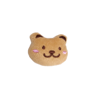 Stuffed yellowish brown bear head with pink cheeks decoration by piece - size 36 x 40 mm