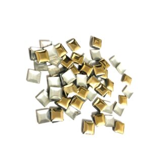 Golden metal square iron-on rhinestones - size 6 mm - weight 10 g
