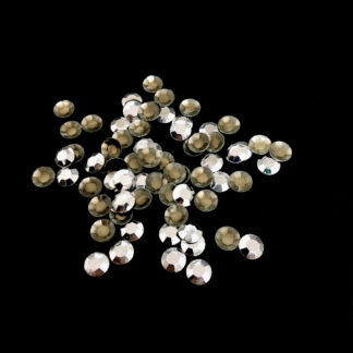 Silvery metal faceted round iron-on rhinestones - diametre 6 mm - weight 10 g