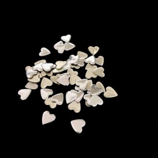 Silvery metal heart iron-on rhinestones - size 7.5 x 8.5 mm - weight 10 g