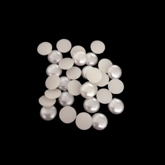 Pearly flat-back round cream white plastic iron-on cabochons - diametre 8 mm - weight 10 g