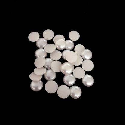 Pearly flat-back round cream white plastic iron-on cabochons - diametre 8 mm - weight 10 g