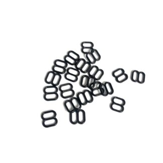 Bra strap adjustment black plastic buckles - size 8 x 8.6 mm - 20 pieces