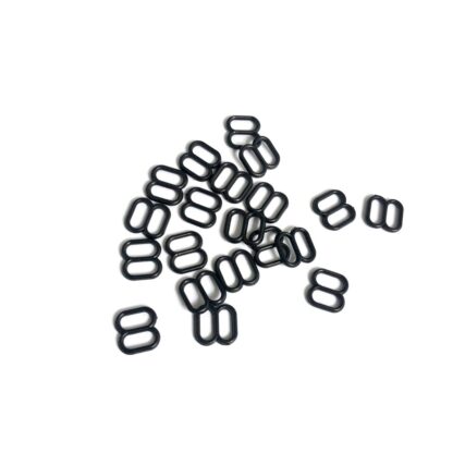 Bra strap adjustment black plastic buckles - size 8 x 8.6 mm - 20 pieces