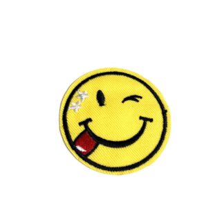 Black and yellow head with red tongue and white stars iron-on garment sticker by piece - diametre 52 mm