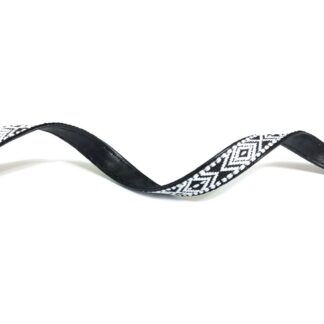 Leather-backed black and white ribbon by metre - width 12 mm
