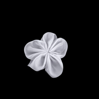 White ribbon flower decoration - diametre 50 mm - 3 pieces