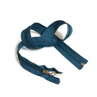Bluish green detachable zipper with plastic teeth and metal slider - length 75 cm