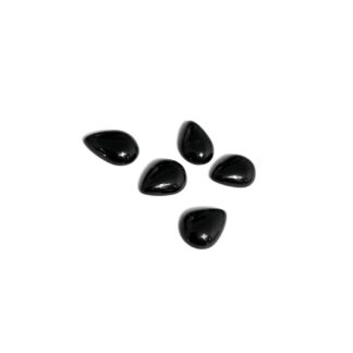 Shiny flat black drop stone cabochons - size 10 x 13.5 mm - 5 pieces