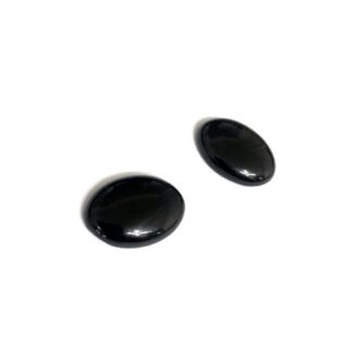 Flat shiny black stone cabochons - size 18 x 25 mm - 2 pieces