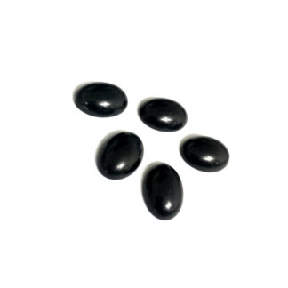 Flat oval matt black stone cabochons - size 12 x 18 mm - 5 pieces