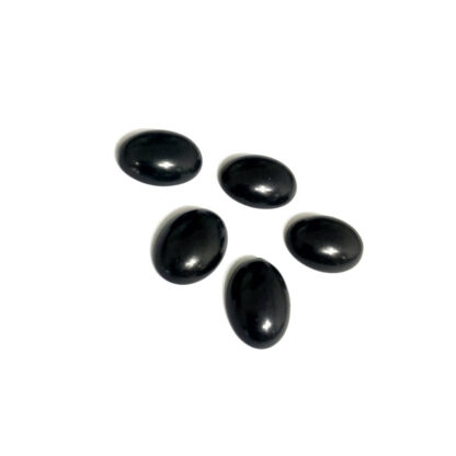Flat oval matt black stone cabochons - size 12 x 18 mm - 5 pieces