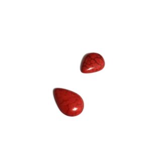 Flat crackle red drop stone cabochons - size 12 x 17 mm - 4 pieces