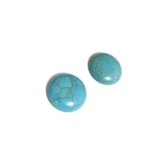 Flat round crackle turquoise green stone cabochons - diametre 22 mm - 2 pieces