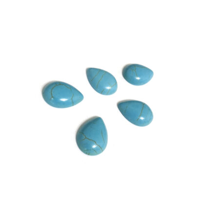 Flat crackle turquoise green drop stone cabochons - size 13 x 17 mm - 5 pieces