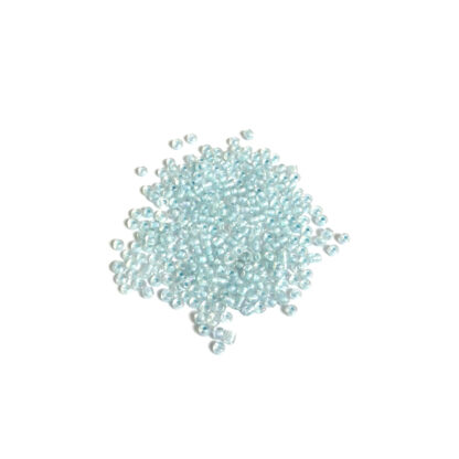 Iridescent round light bluish green seed beads - size 3 mm - weight 50 g