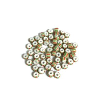 Red green and white seed beads - size 5 mm - weight 50 g
