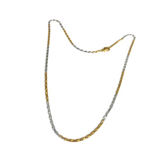 Silvery and golden metal chain necklace - size 2 mm - circumference 44 cm