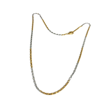 Silvery and golden metal chain necklace - size 2 mm - circumference 44 cm