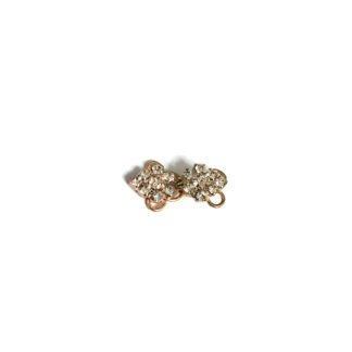 Clear rhinestones golden metal hook buckle - size 12 x 22 mm