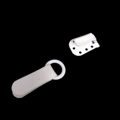 White metal hook and eye clip button - size 16 x 25 mm
