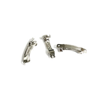 Silvery metal barrette hair clip - length 40 mm - 3 pieces