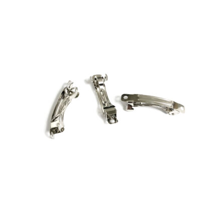 Silvery metal barrette hair clip - length 40 mm - 3 pieces