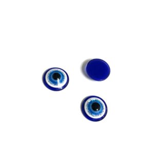 Glittery round flat-back dome blue white and black evil eye cabochons - diametre 10 mm - 4 pieces