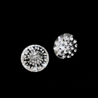 Silvery dots transparent round dome plastic shank buttons - diametre 17 mm - 4 pieces