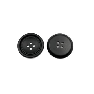 Round black plastic buttons - diametre 25 mm - 2 pieces