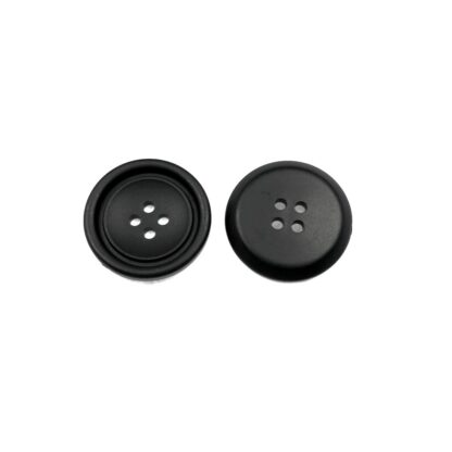 Round black plastic buttons - diametre 25 mm - 2 pieces