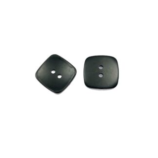 Two-hole square black plastic buttons - size 23 mm - 2 pieces