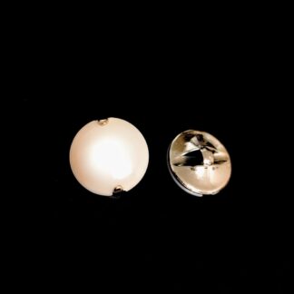 Round white dome golden base shank plastic button - diametre 22 mm