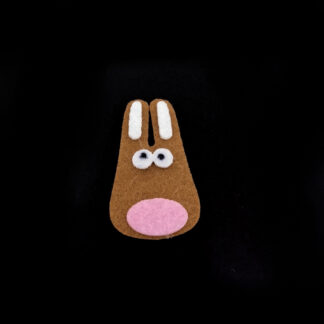 Long ears brown head with black and white eyes and pink mouth felt decoration by piece - size 33 x 54 mm
