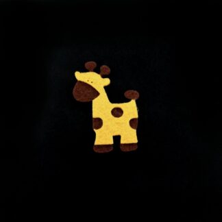 Yellow giraffe on brown felt decoration by piece - size 36 x 52 mm